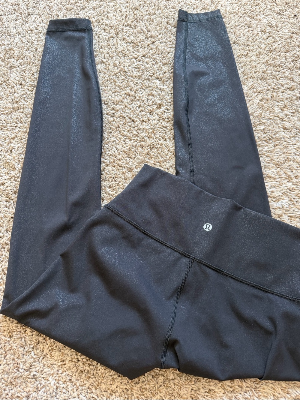 lululemon athletica Women's Black High-Rise Leggings wonder train shimmer size 4